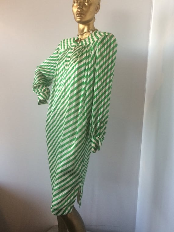 sz med vintage 1980s diagonal stripe silk dress ,… - image 4