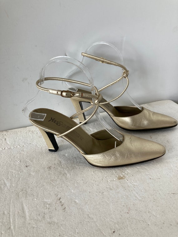 Yves Saint Laurent vintage 90s sandals-gold leath… - image 3