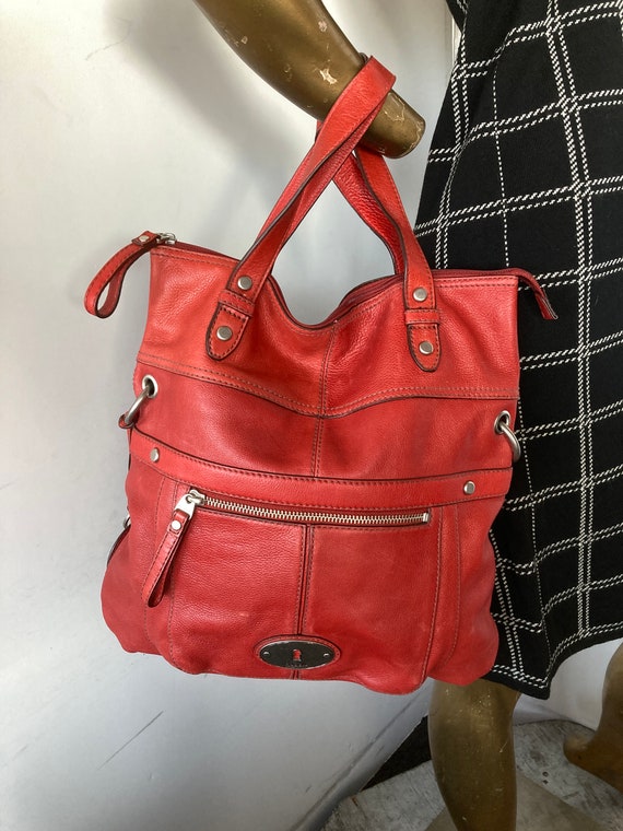 Vintage Fossil Xl Brick Red Smooth Soft Luxurious Leather Purse. Impart a Sense of Drama With This Chic FOSSIL Purse Sustainable Fashion Etsy