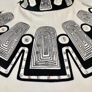 SZ XS vintage 1970s long dress bold op art print black and white high quality jersey knit-this dress breathtakingly beautiful and chic image 6