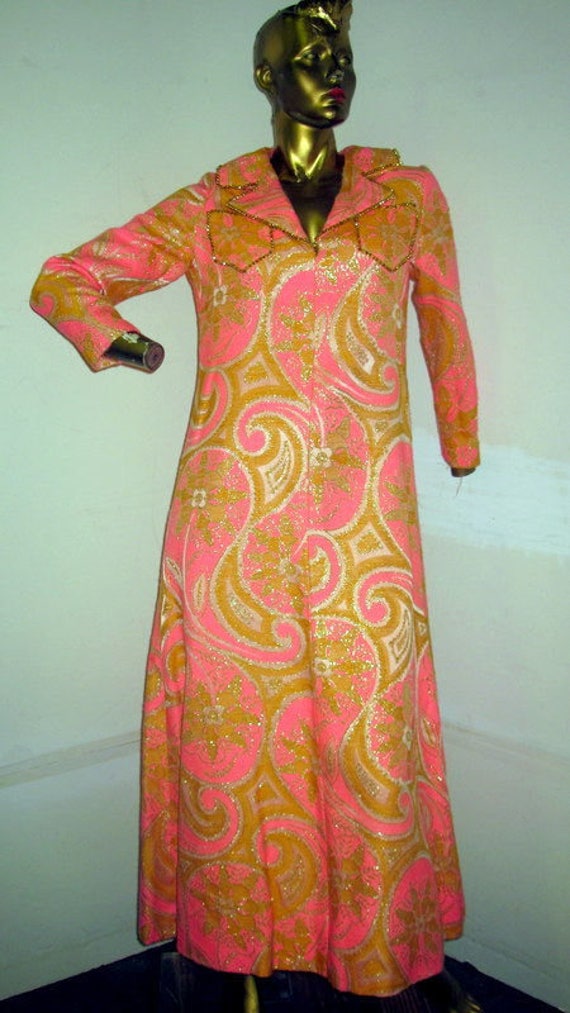 OSCAR De La RENTA vintage 70s brocade dress, floor