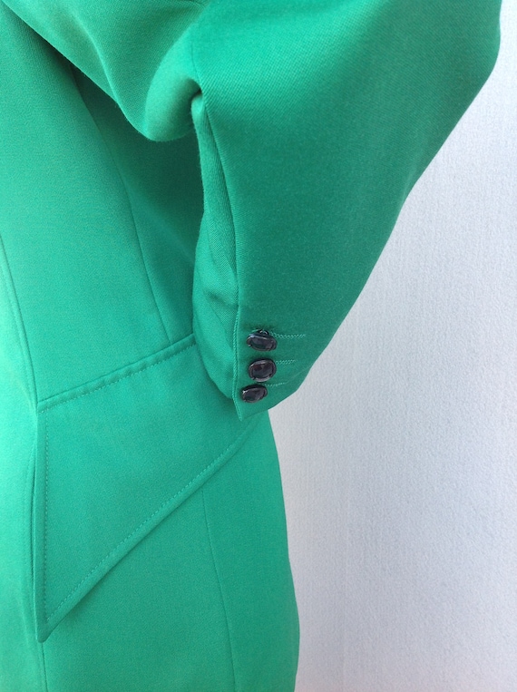 Vintage 80s EMANUEL UNGARO Green Tailored Wool Ja… - image 8
