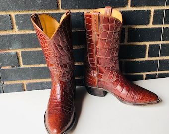 father day  gift layaway now vintage men custom genuine full reptile boots-Armando's handcrafted cowboy boots-made in Texas sz 11 men