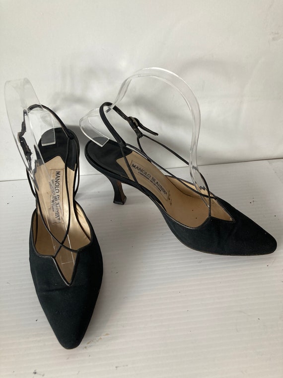 Manolo Blahnik vintage black satin shoes-high heel