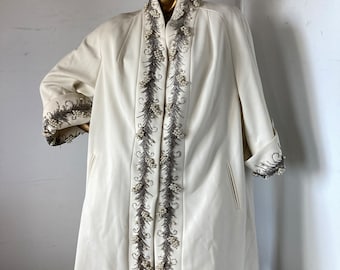an exquisite LILLI ANN vintage 60s opera coat-white coat embellished with beads and pearls-this coat is the ultimate symbol of glamour sz m