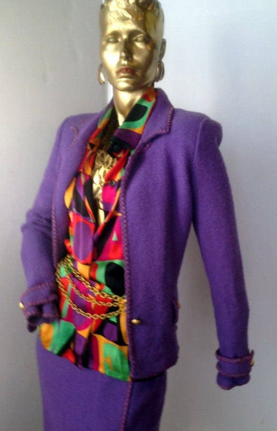 vintage 80s ADOLFO lavender color wool knit skirt