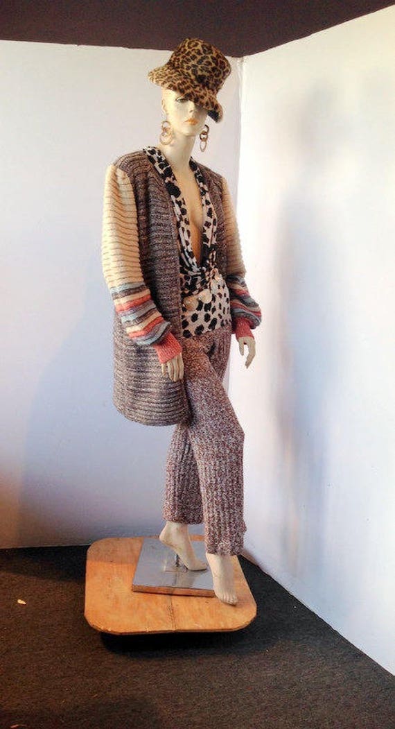 vintage 70s sweater knit pants, putting on the exc