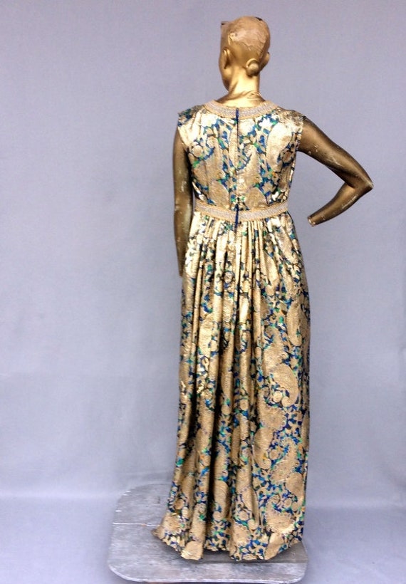 vintage 70s luxurious shiny metallic brocade even… - image 4