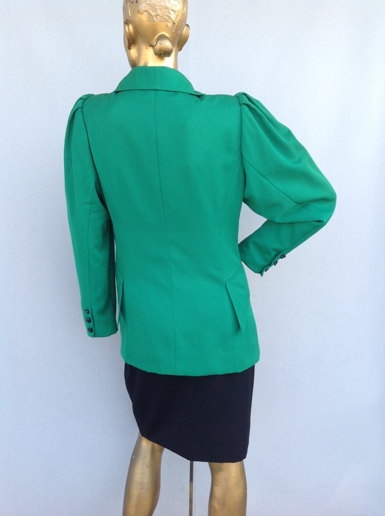 Vintage 80s EMANUEL UNGARO Green Tailored Wool Jacket for Women,Womens Italian Fashion & French Elegant Jacket 1980s-sustainable fashion image 7