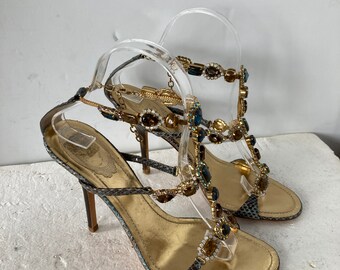 vintage RENA COVILLA sz 39 party sandals- the ultimate holiday gift-light up the night in these dazzling shoes made in ITALY