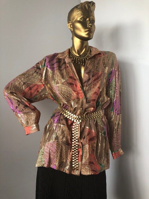 vintage 80s shimmering multi color metallic lame b