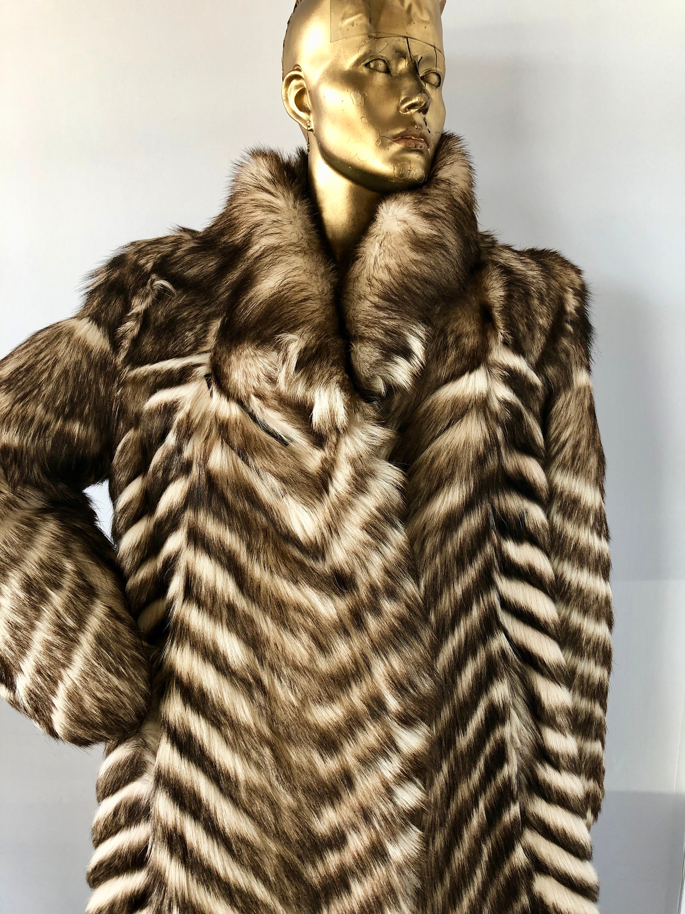 Chevron fur coat deals