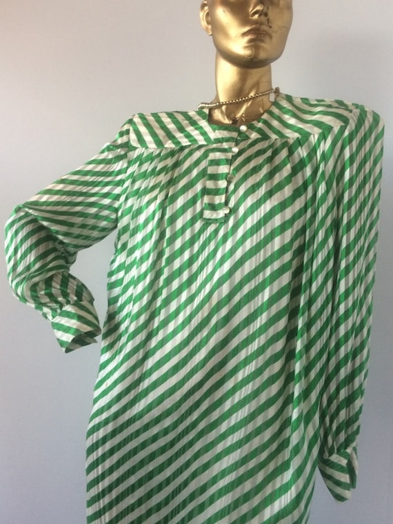 sz med vintage 1980s diagonal stripe silk dress ,… - image 2