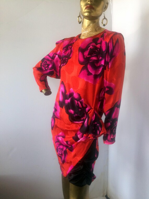 FLORA KUNG Vintage Vintage 1980s Silk Dress ,be a Little Flirty in  display picture 1