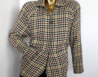 vintage 80s UNGARO tailo plaid wool jacket- a sophisticated way to define your look for work or play