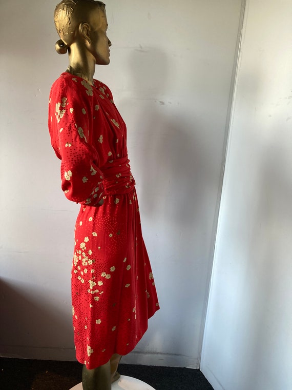 ADELE SIMPSON vintage 1980s red and tan silk dres… - image 8