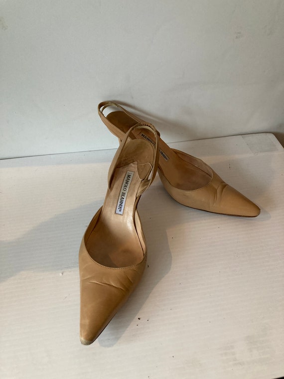 Manolo Blahnik tan color leather shoes- high heel… - image 4