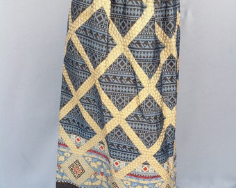 Vintage 70s Brocade Maxi Skirt, High Waist, Size S
