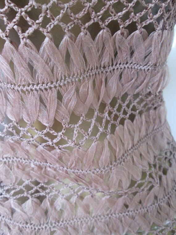 sz s vintage 1930s crocheted silk lace dress,cert… - image 5