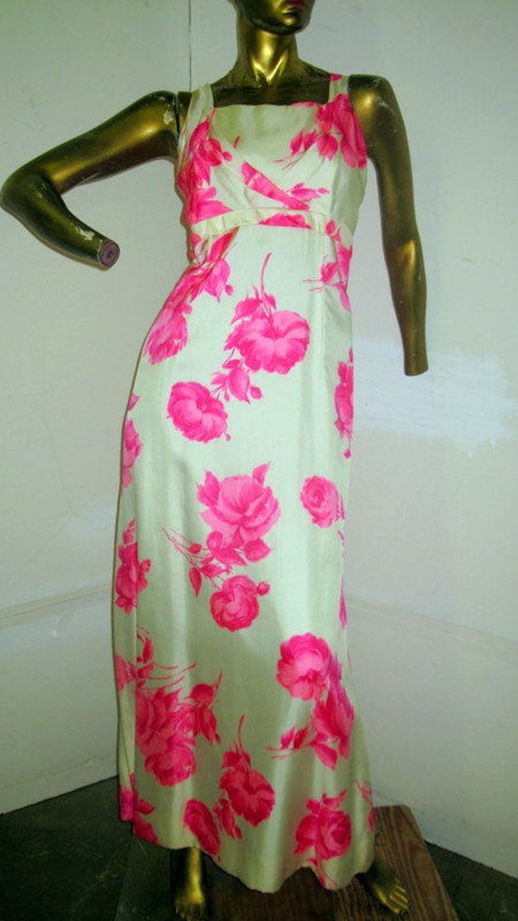 vintage 1960s long silk evening dress-short fitte… - image 5