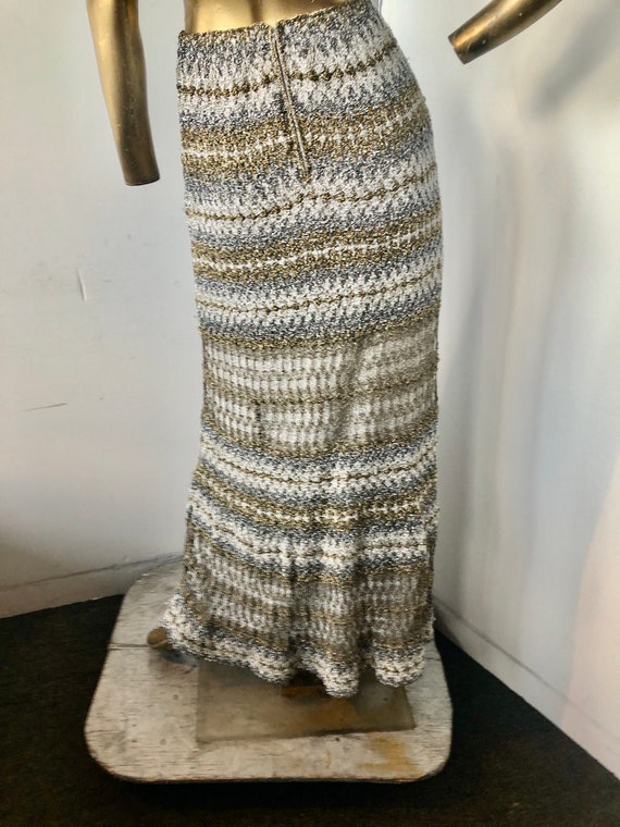 Sz s vintage long evening dress- silver and gold … - image 3