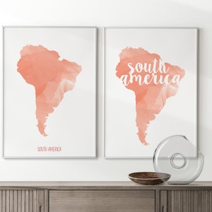 South America Map Wall Art Digital Download South America Continent Printable Poster Wall Decor Travel Art