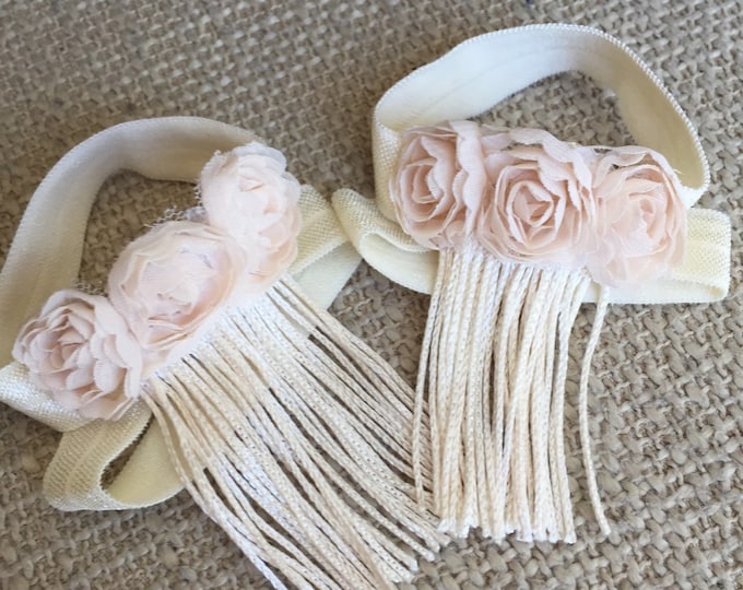 Ivory Baby Girl Sandals Ivory Baby Barefoot Sandals Fringe Etsy