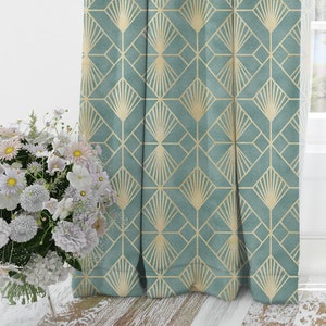 Blackout curtains, living room gold curtains, elegant curtain panels, luxury curtains, teal curtain, golden curtains,  custom curtains