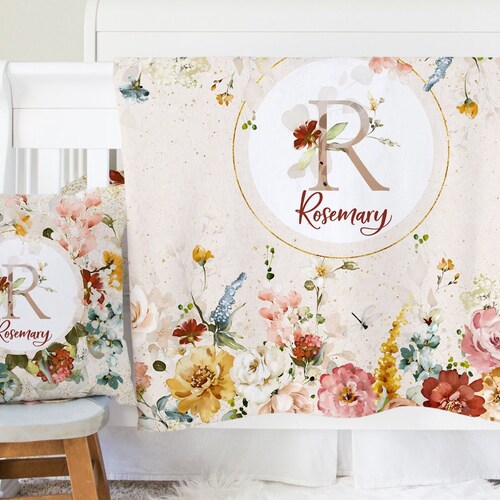 Floral Personalized Crib Sheet Baby Girl Crib Sheet Etsy