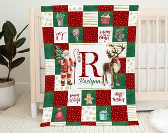 Christmas Santa Baby Blanket / Holidays Baby Bedding / Christmas baby gift / Baby First Christmas Blanket / Santa Personalized Blanket