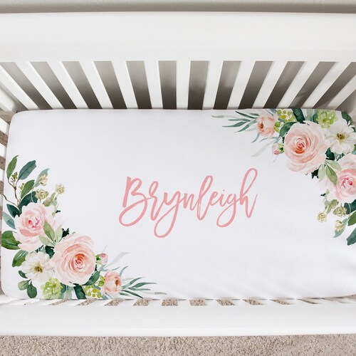 Custom Baby Girl Crib Sheet Personalized Crib Sheet Floral Etsy