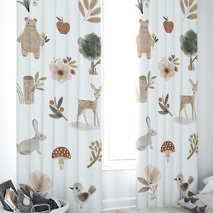 Woodland Nursery Curtains: Bear, Fox, Deer Baby Room Decor