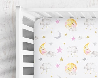 moon and stars baby girl bedding