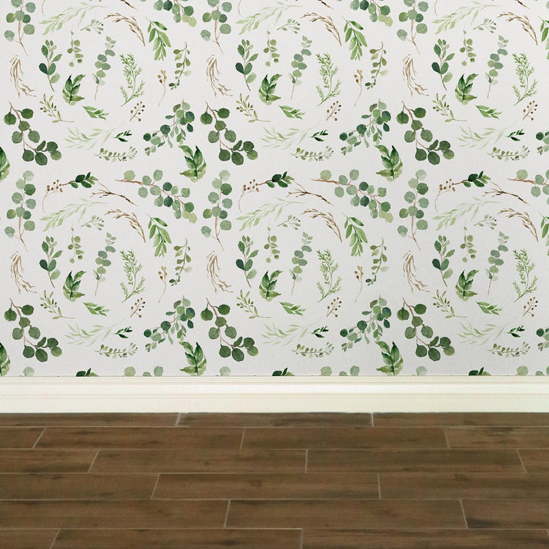 Greenery Wallpaper Peel and Stick Wallpaper Gender Neutral Etsy