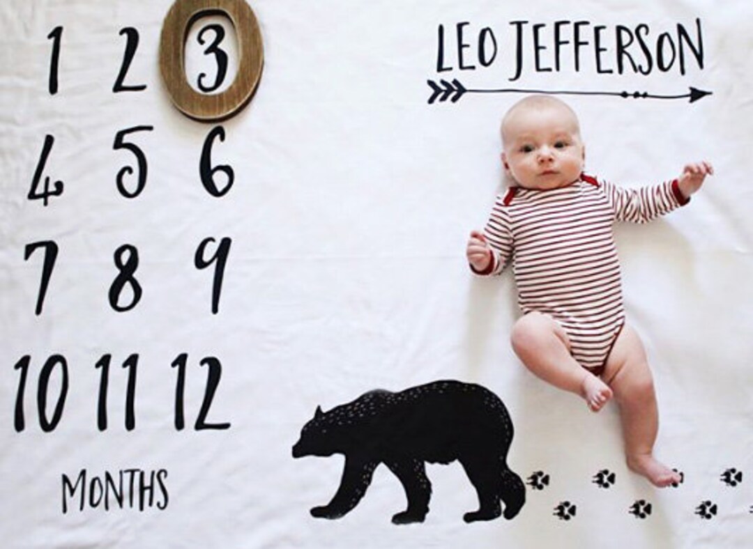 Buy Personalized Bear Baby Milestone Blanket Woodland Boy Blanket Online  in India