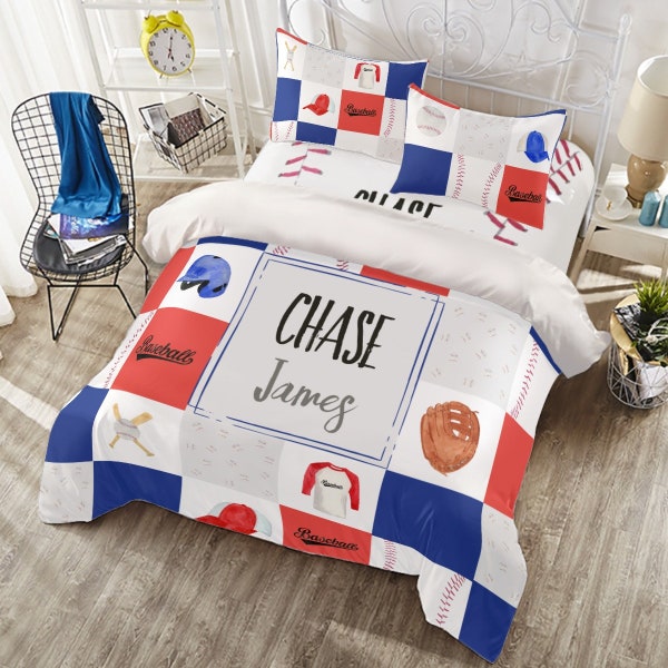 Baseball Fan Comforter Personalized - Duvet Covers for boy - Boy Baseball duvet covers - Twin, Queen, Full, King Bedding Set, Kid's bedding