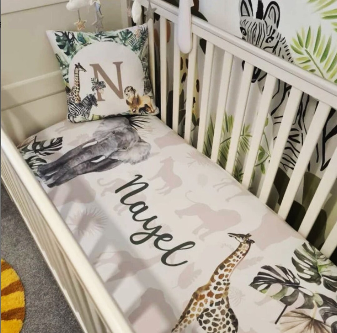 Safari Animals Crib Bedding Set Boy, Safari Personalized Nursery ...