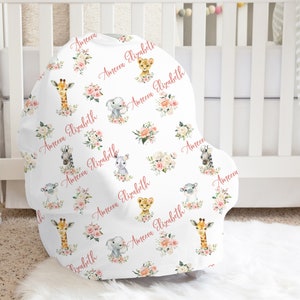 Baby Autositzbezug, Autositzhimmel Mädchen, personalisierte Safari Autositzbezug, Baby Autositzbezug für MÄDCHEN, Mama Geschenk, Stillbezug