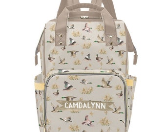Personalized Mallard Duck Diaper Backpack: Hunting Baby Bag, Expecting Mom Gift