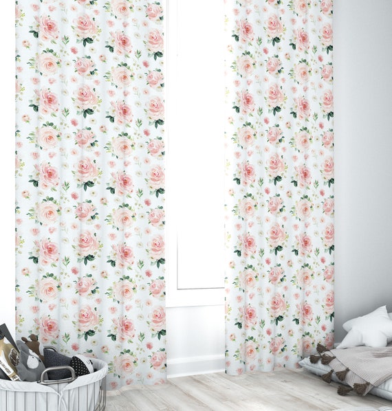 Floral Nursery Curtains baby room curtains pink blush floral Etsy