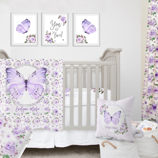 Purple Crib Bedding Etsy