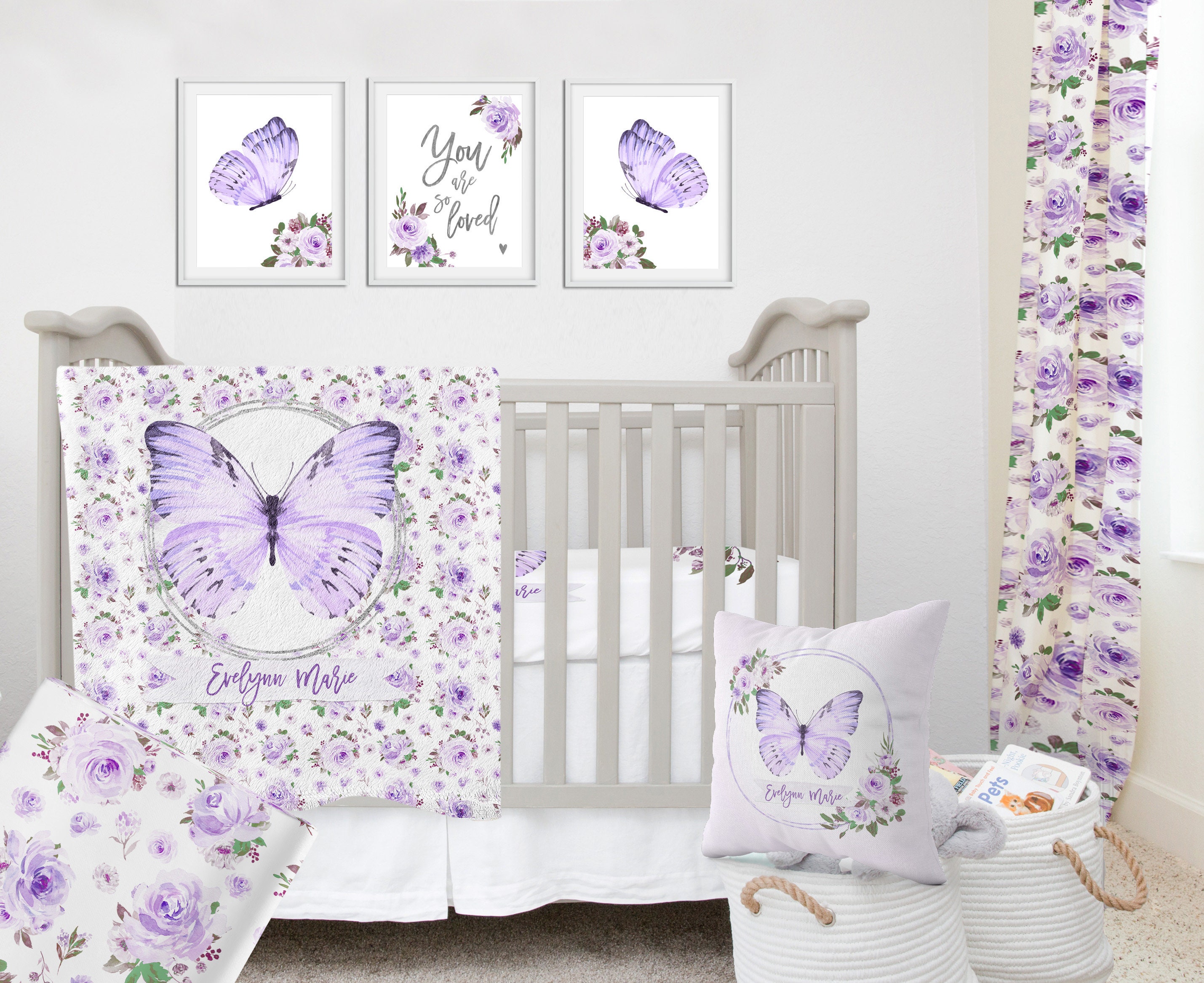 Adrienne Vittadini Bambini Jersey Cotton Bassinet Sheets 2 Pack Butterfly &  Dots, Lavender : : Baby Products