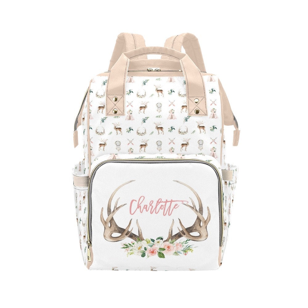 Woodland Personalized Diaper Bag With Antlers, Baby Bag, Backpack, Multiuse  Backpack, Expecting Mom Gift, Custom - Yahoo Shopping