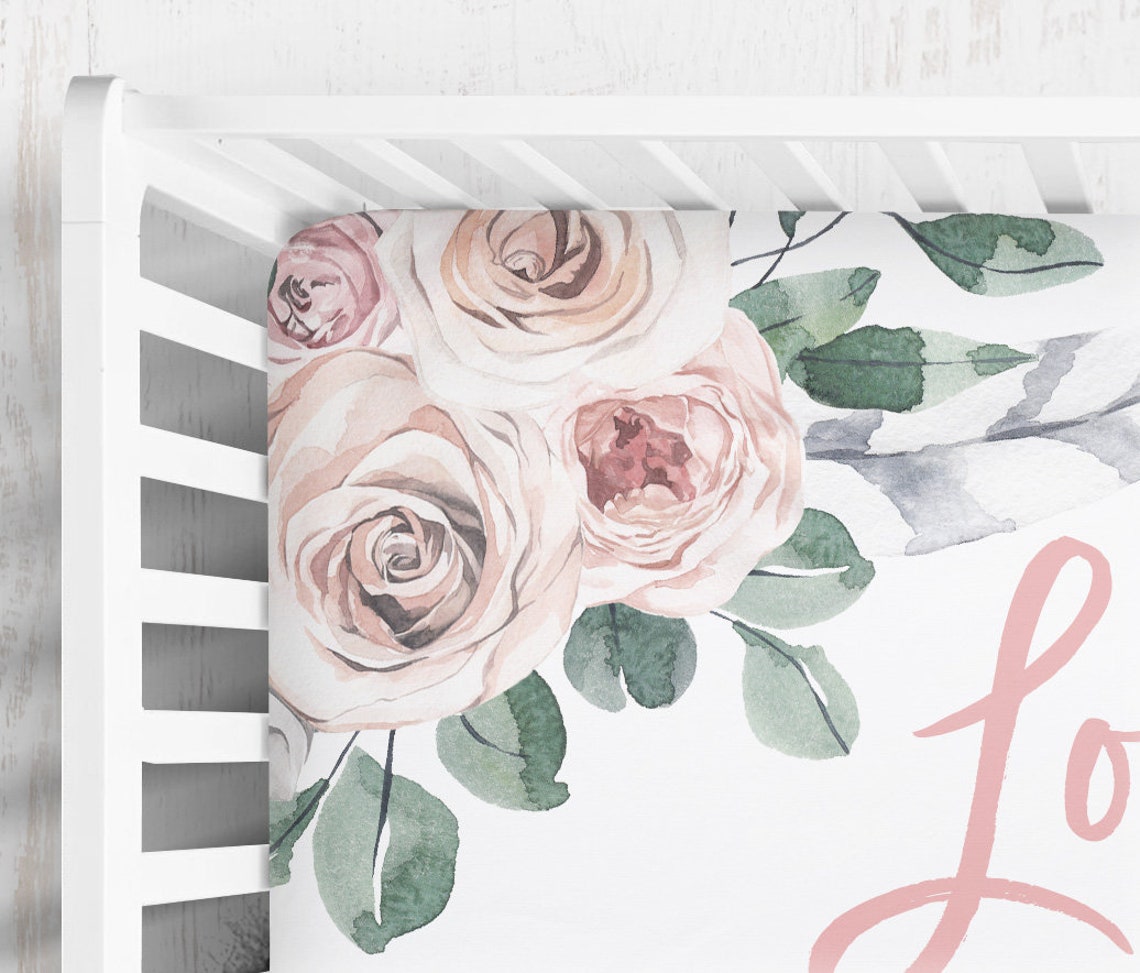 Custom Baby Girl Crib Sheet Personalized Crib Sheet Floral Etsy