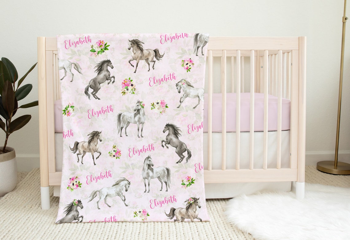 Horses Blanket and Pillow Set Gift for Girl Horses Bedding Etsy