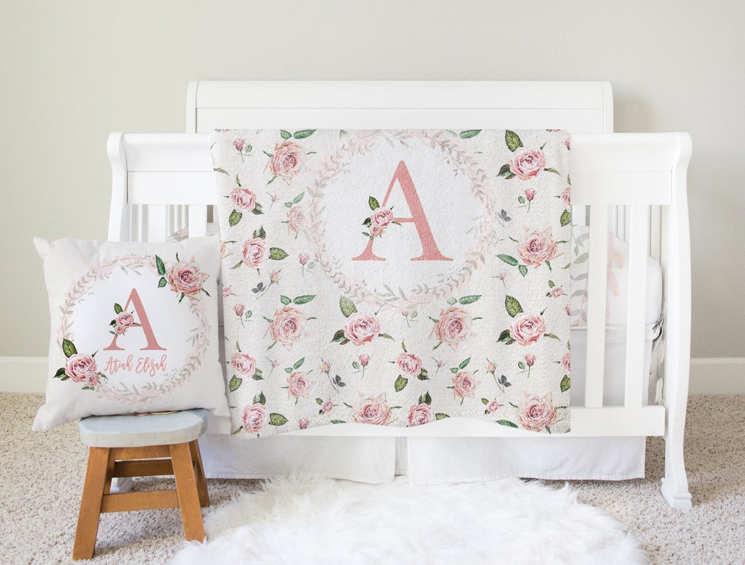 Vintage Baby Bedding for Girl, Roses Crib Bedding Set for Girl, Baby