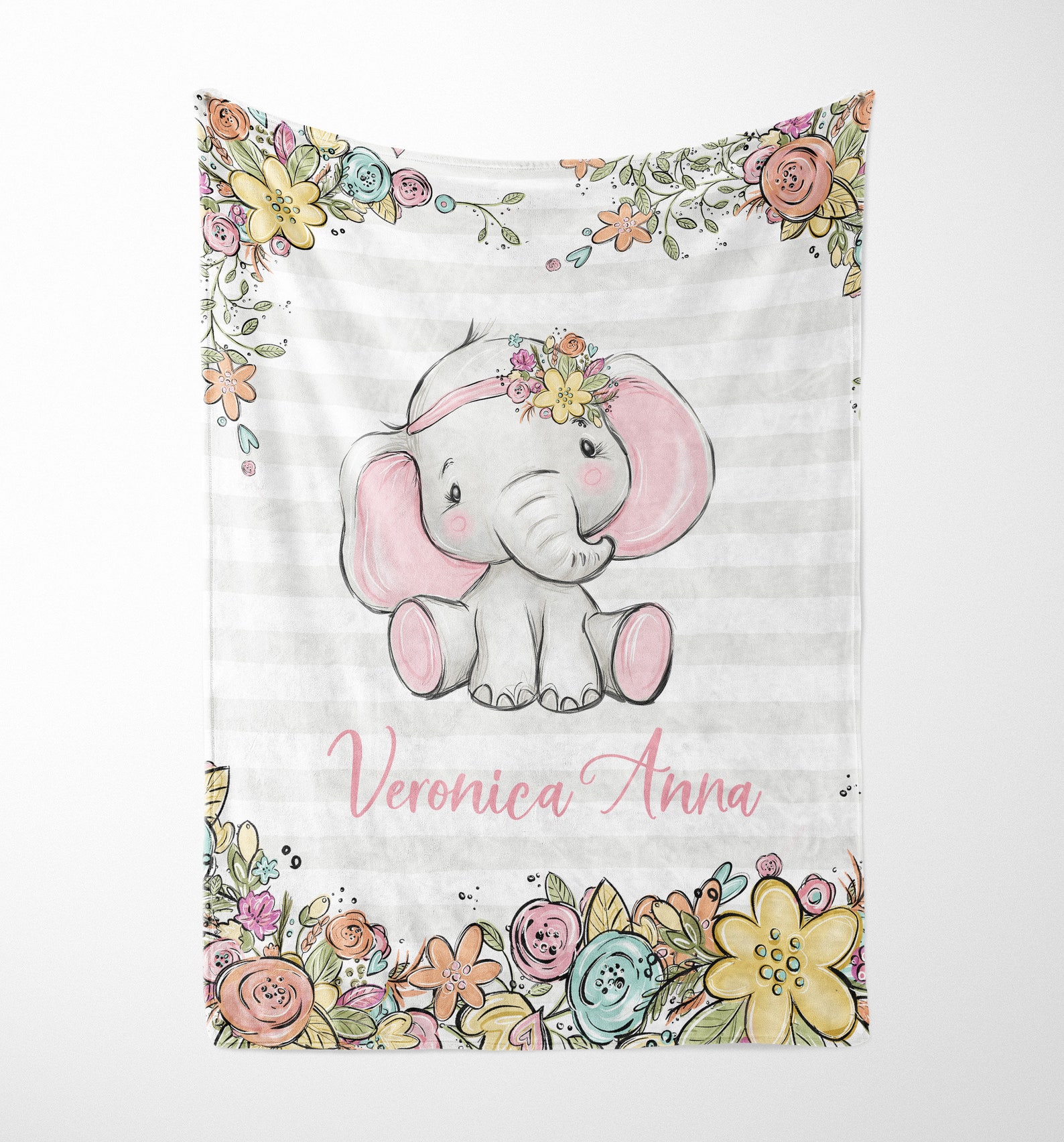 Elephant baby bedding set girl floral baby bedding Elephants Etsy