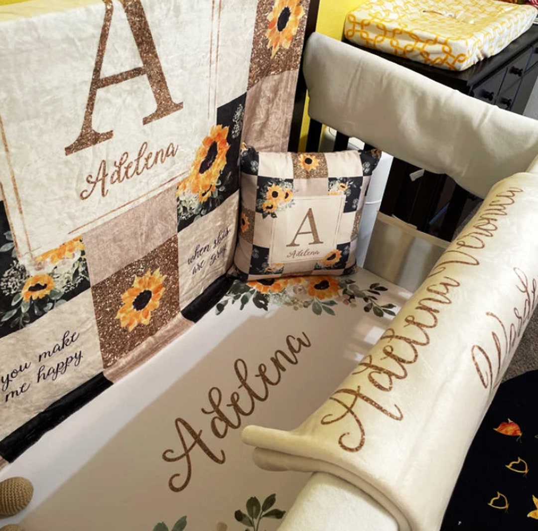 Sunflower Crib Bedding for Girl Sunflowers Blanket Sheet Etsy