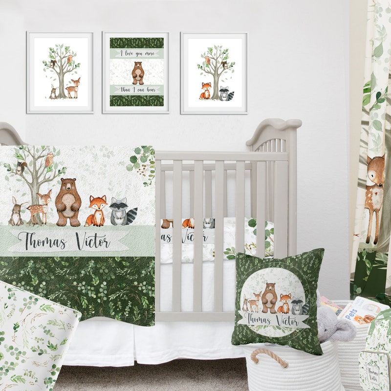 Carters Woodland Meadow Forest  Piece Nursery Crib Bedding Set