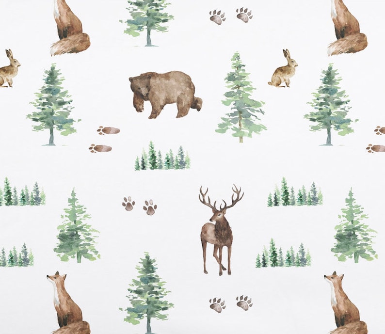 Woodland Baby Crib Bedding Set, Baby Boy Baby Bedding , Crib Bedding Set, Forest Animals, Man's Cave Crib Sheet, changing pad cover image 2